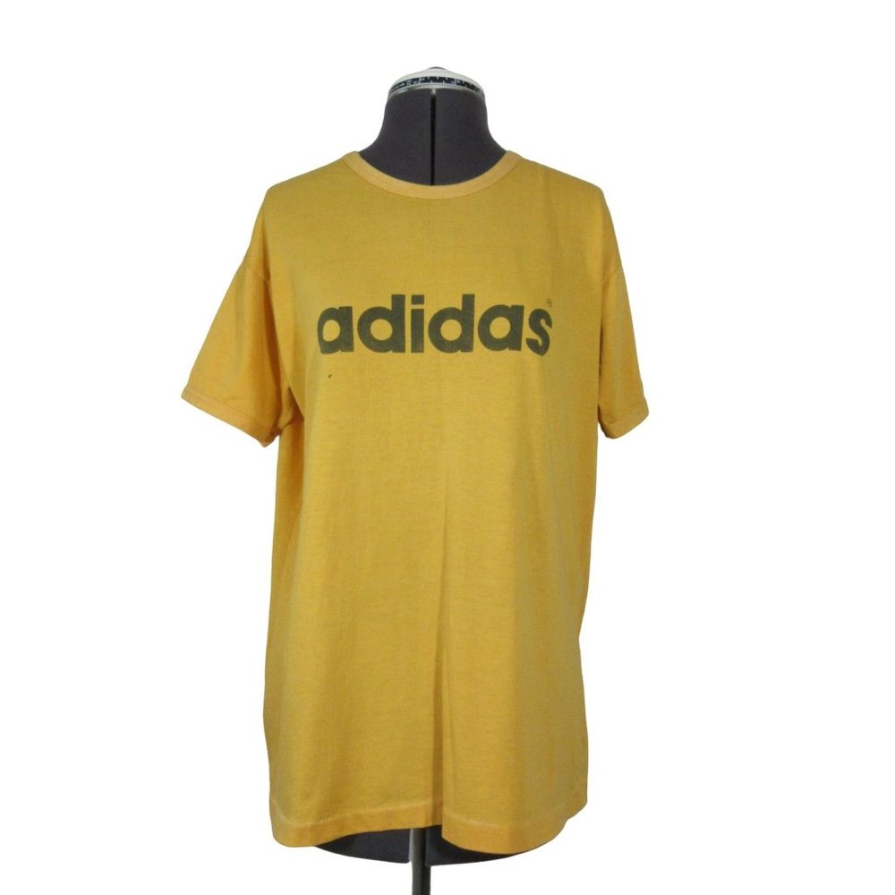 Vintage 80s 90s adidas single stitch hem cuffed‎ crew neck t-shirt XL